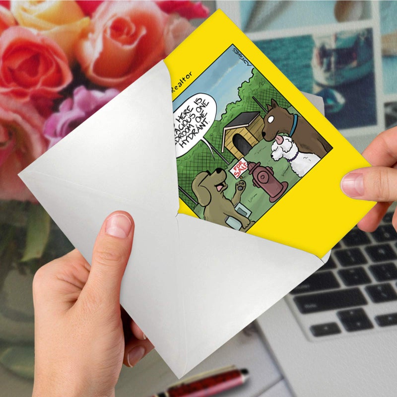 NobleWorks, One Hydrant - Funny New Home Congratulations Card - Funny Pet Dog Cartoon Note Card with Envelope C6377NHG - Image 5